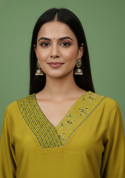 Aaronee women’s embroidered yoke kurti full length