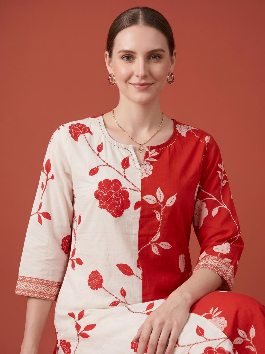 Office Wear Floral Printed Kurta Set for Women