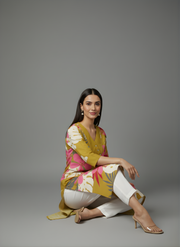 Mustard Yellow Pure Cotton Floral Printed Kurta for Women – Stylish Daily Wear by Aaronee