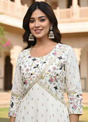 White Anarkali Kurta Set for Women: Pure Simplicity in Cotton
