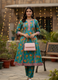 Elegant Turquoise Floral Print Pure Cotton Kurta Set with Pant – Aaronee Ethnic Collection