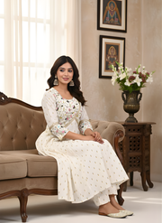 White Anarkali Kurta Set for Women: Pure Simplicity in Cotton