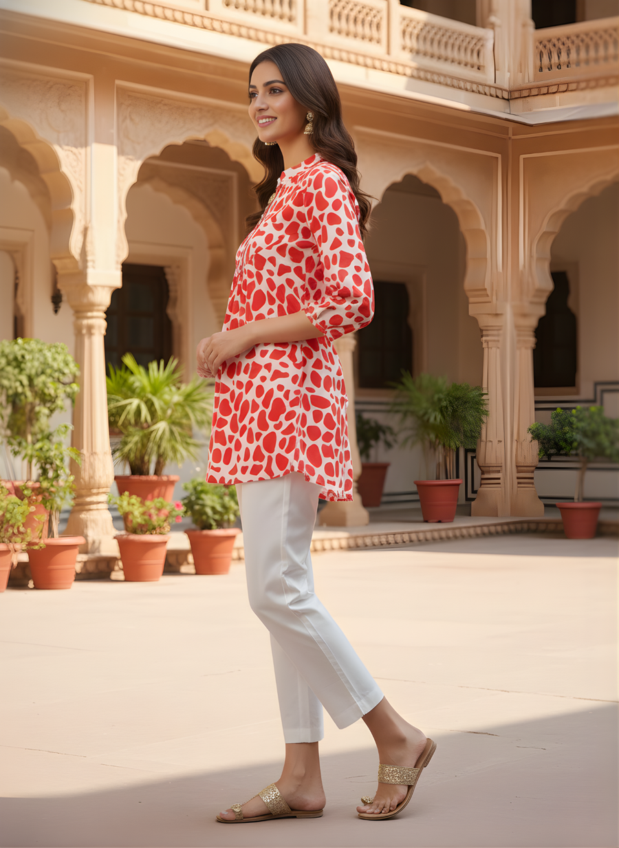 Aaronee Red Daily Wear Pure Cotton Top