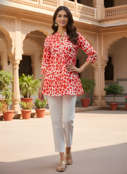 Aaronee Stylish Red Printed Short Top