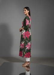 Green Pure Cotton Floral Printed Kurta for Women – Elegant Daily Wear by Aaronee