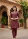 Aaronee Modal Chanderi Printed Kurti Set for Women – Maroon Ethnic Designer Suit with Pants