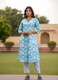Elegant Blue Floral Printed Kurta Set in Pure Cotton by Aaronee
