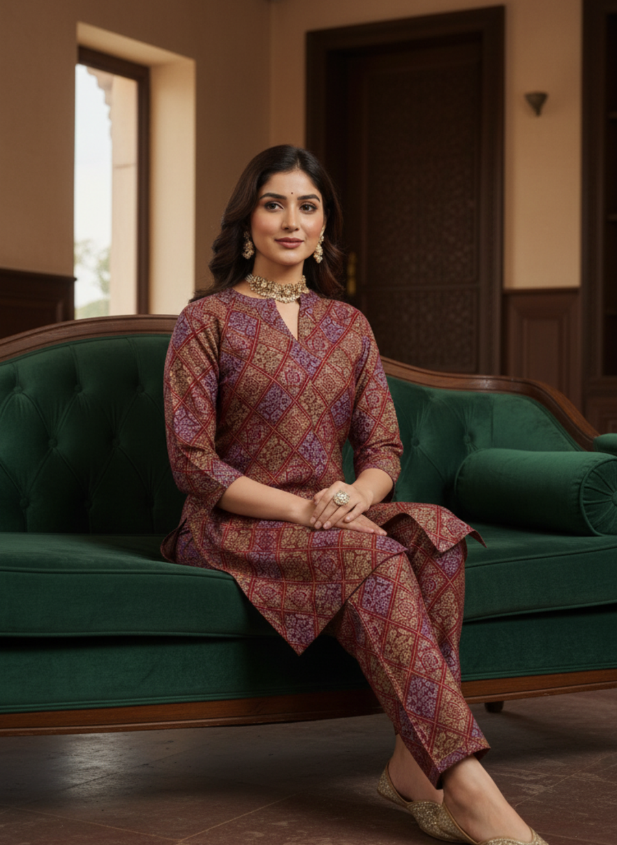 Women’s Festive Wear Chanderi Kurta Set by Aaronee