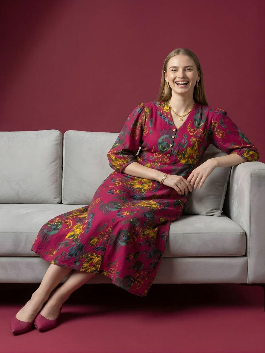 Premium pure cotton abstract floral dress