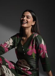 Green Pure Cotton Floral Printed Kurta for Women – Elegant Daily Wear by Aaronee