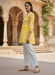 Aaronee Summer Wear Yellow Cotton Top