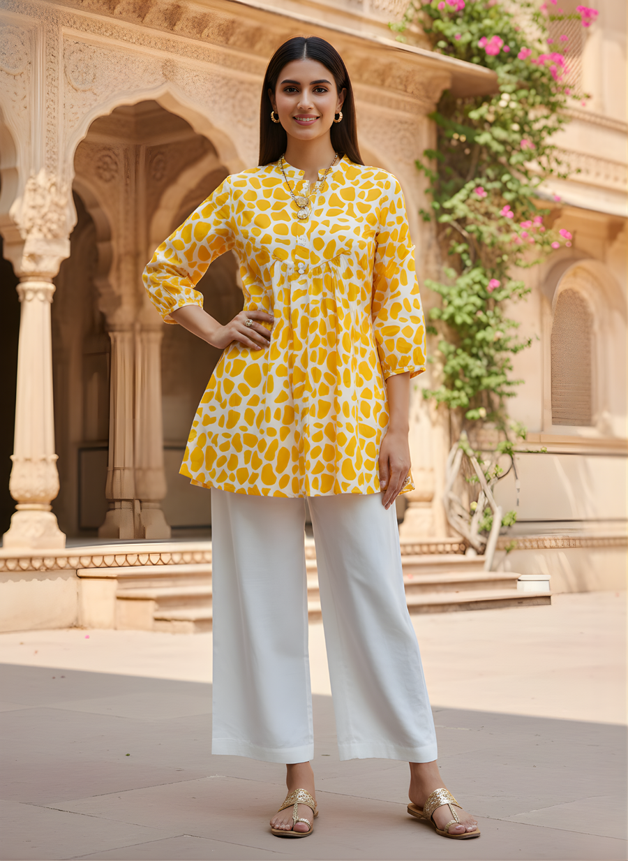 Aaronee Bright Yellow Daily Wear Kurti