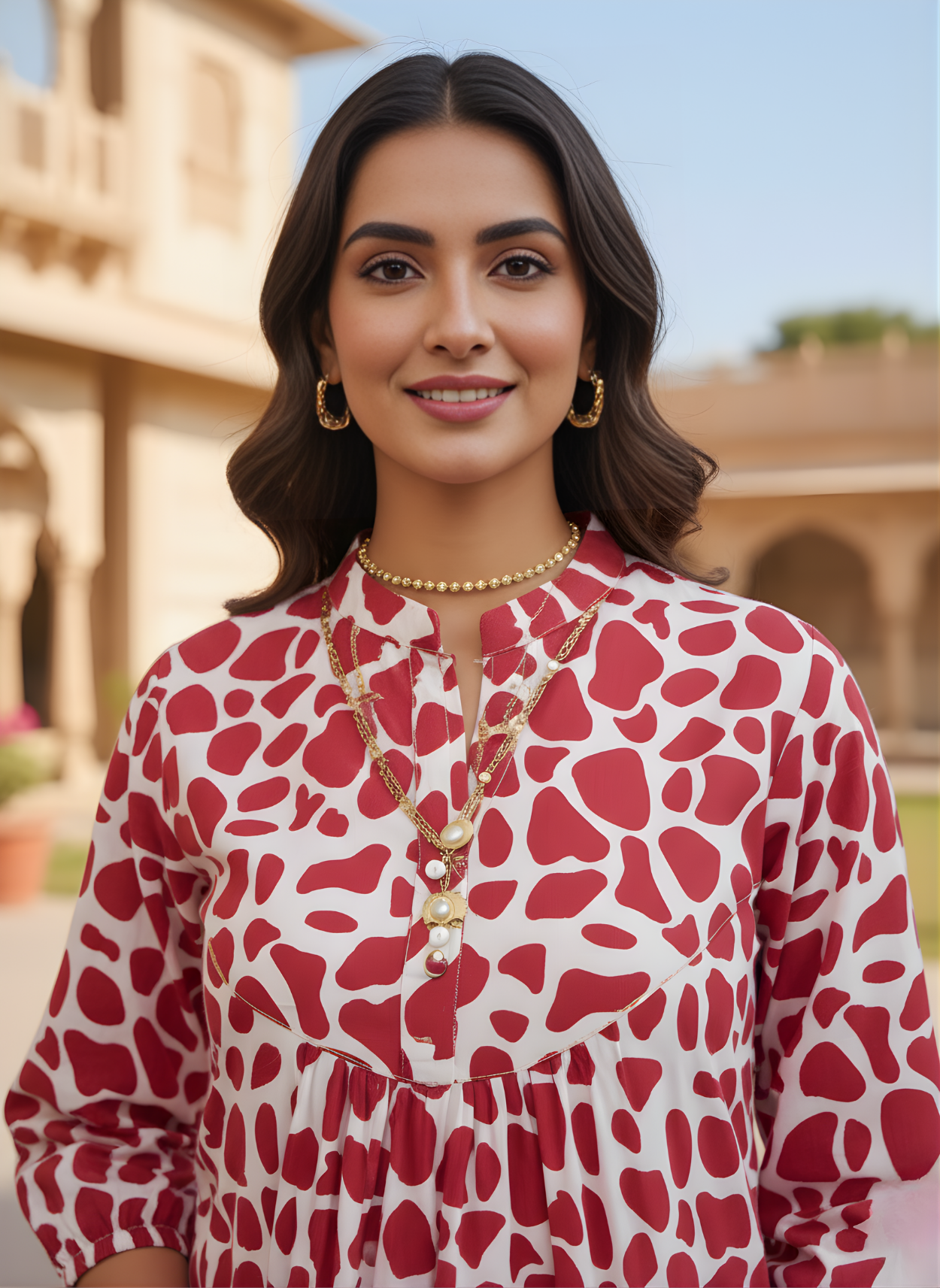 Women’s abstract print cotton kurti