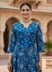 Royal Blue Pure Cotton Anarkali Kurta Pant Set with Traditional Print | Aaronee