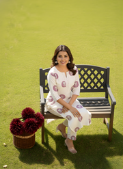 Off-White & Lavender Floral Pure Cotton Flex Kurta Set for Women – Aaronee