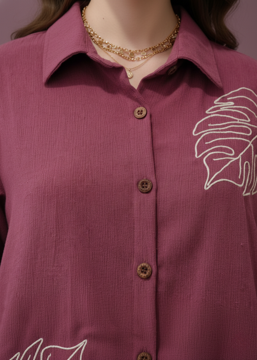 Aaronee relaxed fit top with embroidery