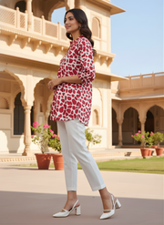 Stylish red printed cotton top