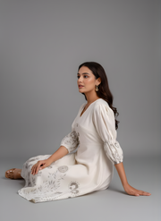 Grey ethnic wear dress with peach print