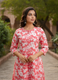 Elegant Pink & White Floral Cotton Kurta Set for Women – Aaronee Ethnic Wear