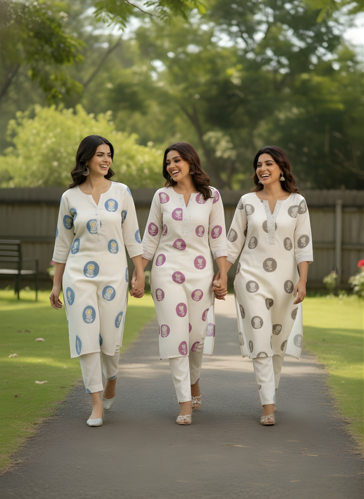 Off-White & Grey Printed Pure Cotton Flex Kurta Set for Women – Aaronee Jaipur