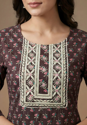 Maroon & Pink Pure Cotton Dupatta Set – Elegant Printed Ethnic Suit for Women by Aaronee