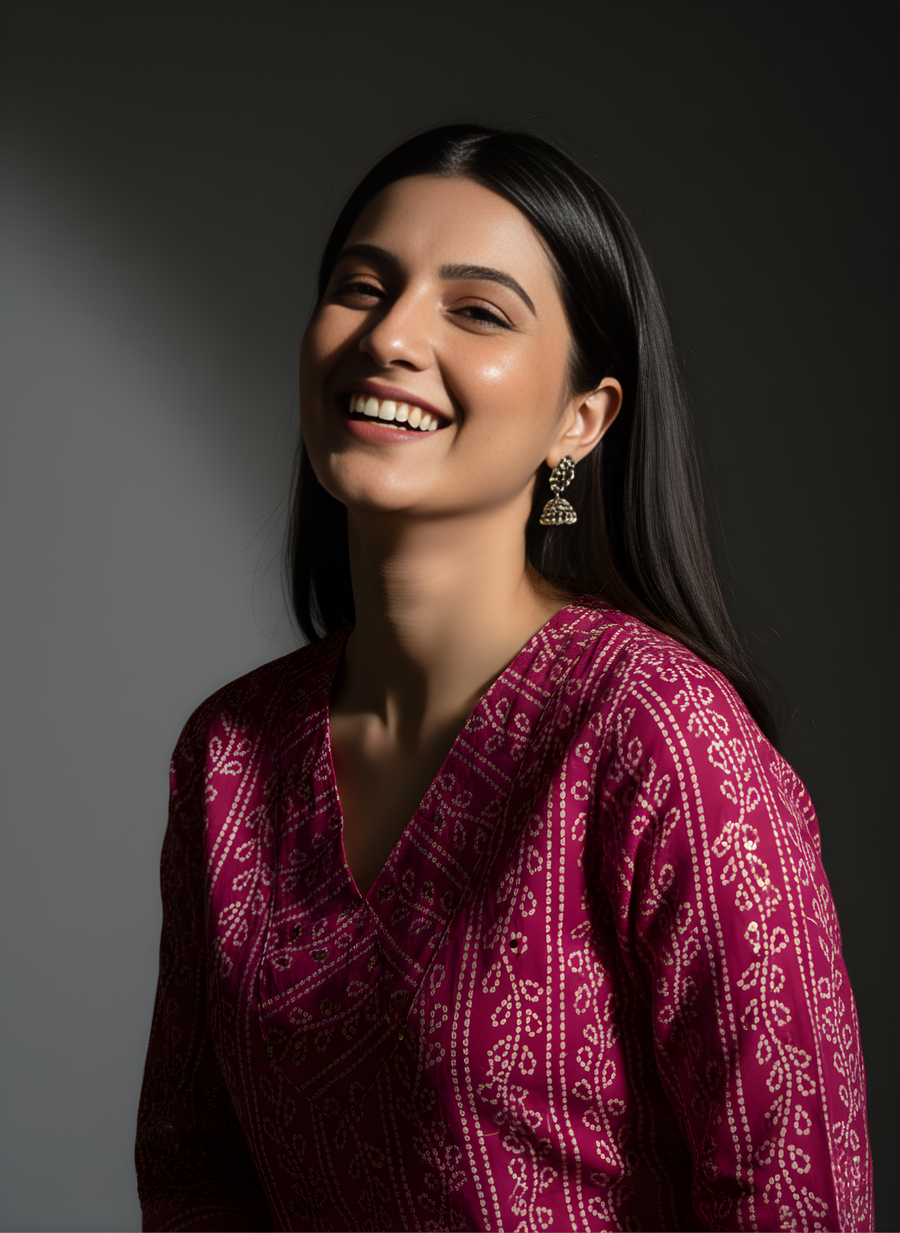 Women’s Pure Cotton Pink Kurta Full Length