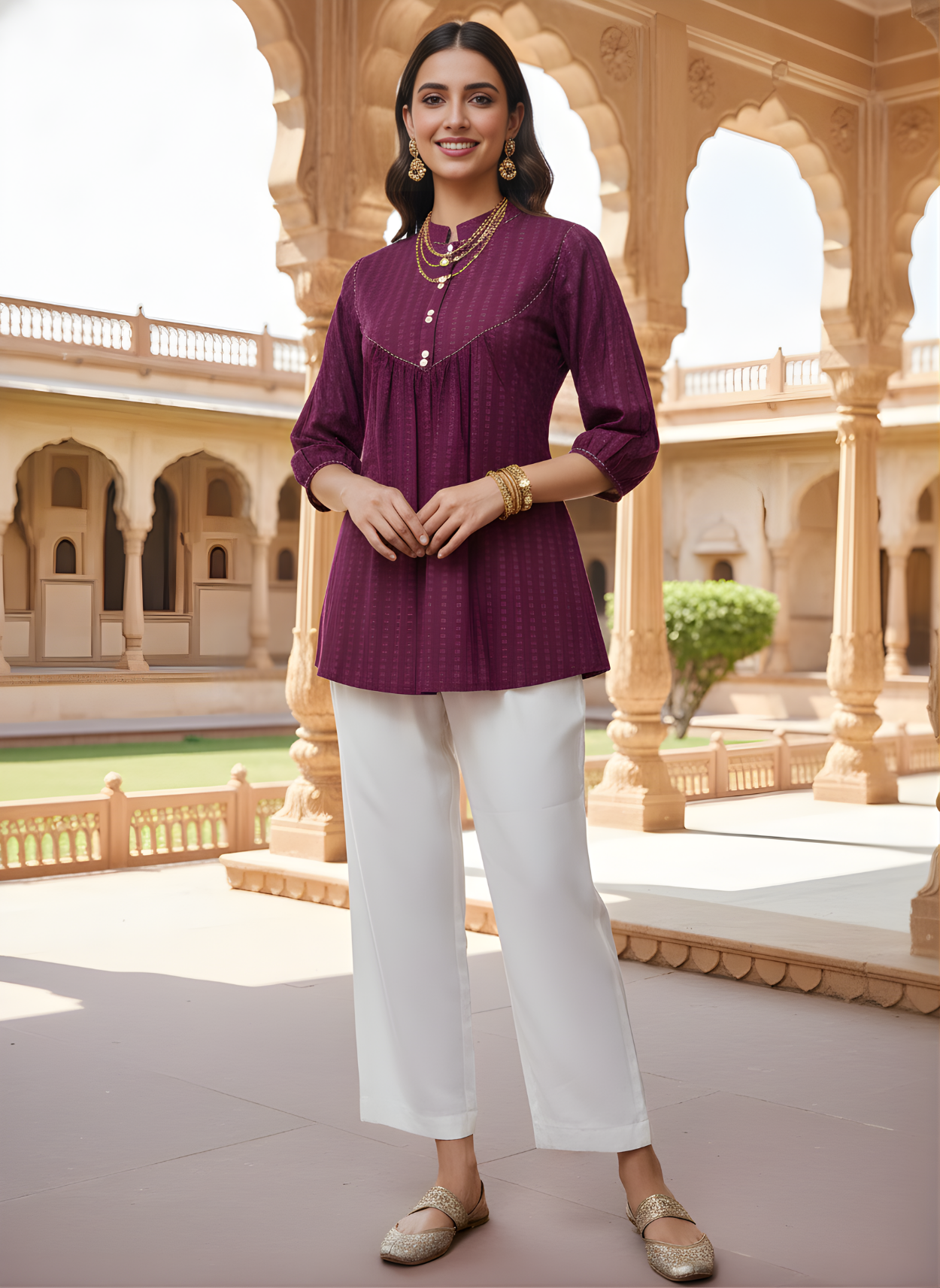 Wine purple pure cotton kurti top