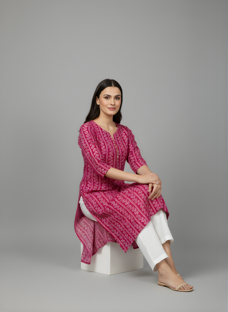 Trendy Pink Straight Fit Kurta by Aaronee