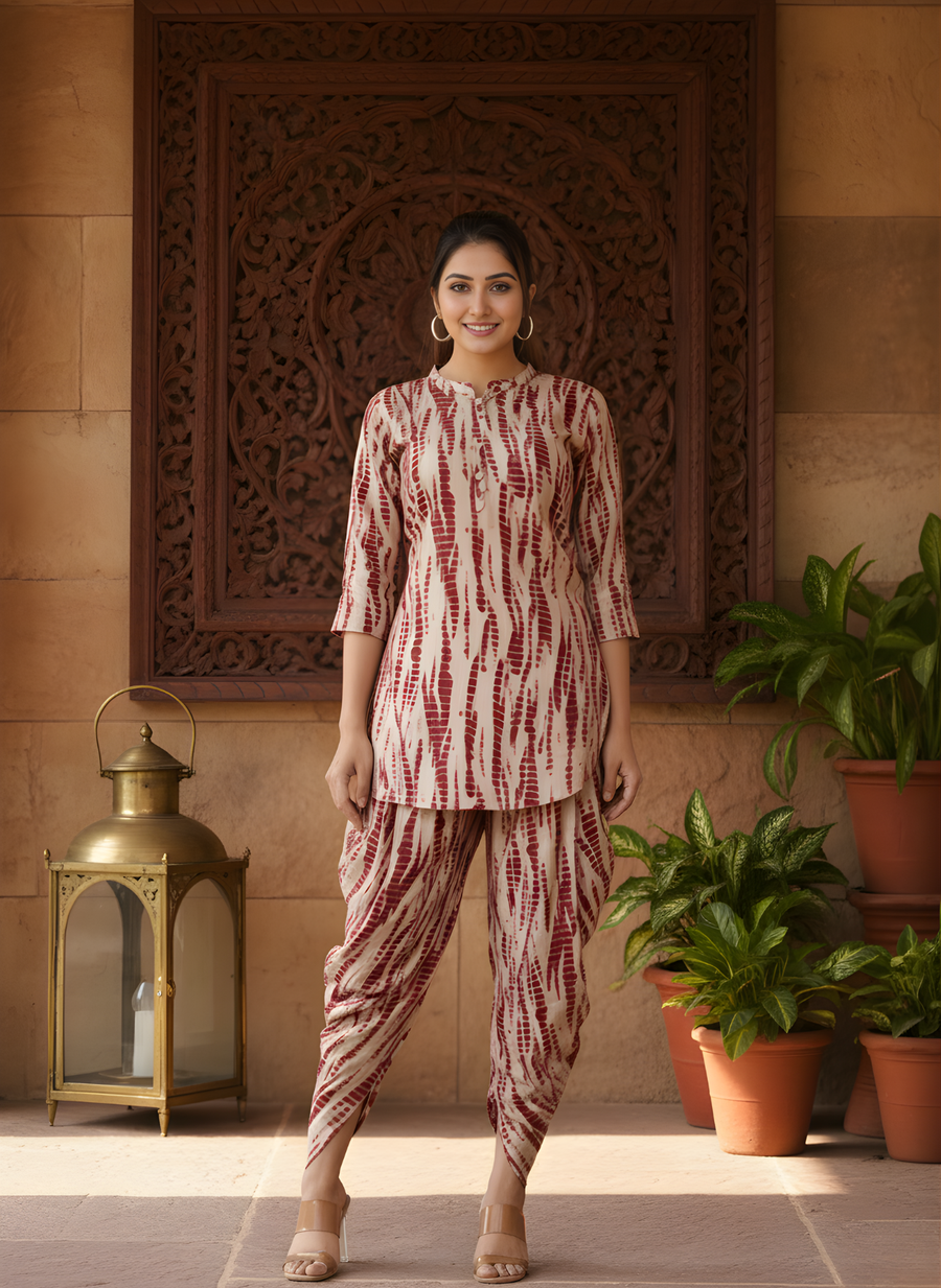 Elegant Maroon Dhoti Kurta Set for Women