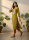 Elegant Mustard Rayon Kurta Pant Set for Women – Floral Print | Aaronee