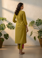 Jaipur Ethnic Wear Mustard Kurta Pant Set