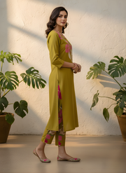 Aaronee Mustard Rayon Kurta for Women