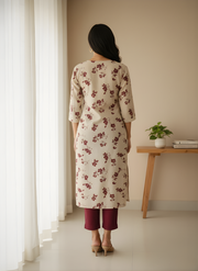 Maroon Floral Pure Cotton Kurta Pant Set Jaipur