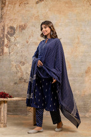 Aaronee Blue Cotton Printed Suit for Women – Elegant Daily Wear