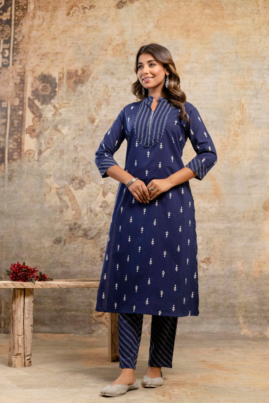 Aaronee Blue Kurti with Pants and Dupatta – Indian Festive Wear