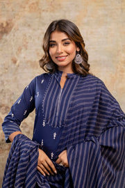 Aaronee Indigo Blue Ethnic Cotton Kurta Set for Women