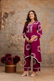 Aaronee Lace-Trimmed High-Low Kurti Pant Set
