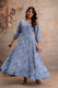 Aaronee Rayon Blue Abstract Print Middy Dress – Elegant Flared Silhouette