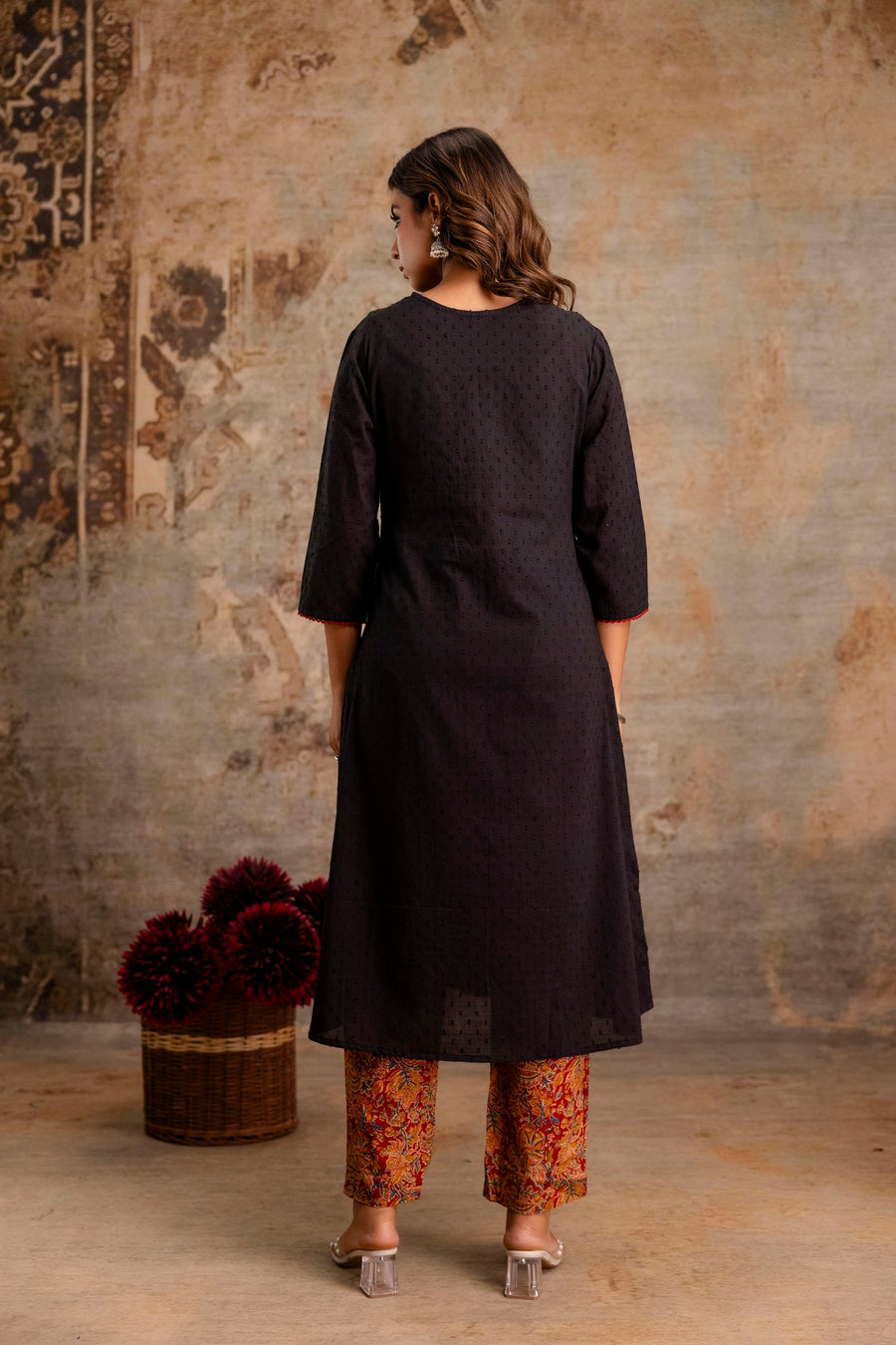 Aaronee kurti set with red printed pants