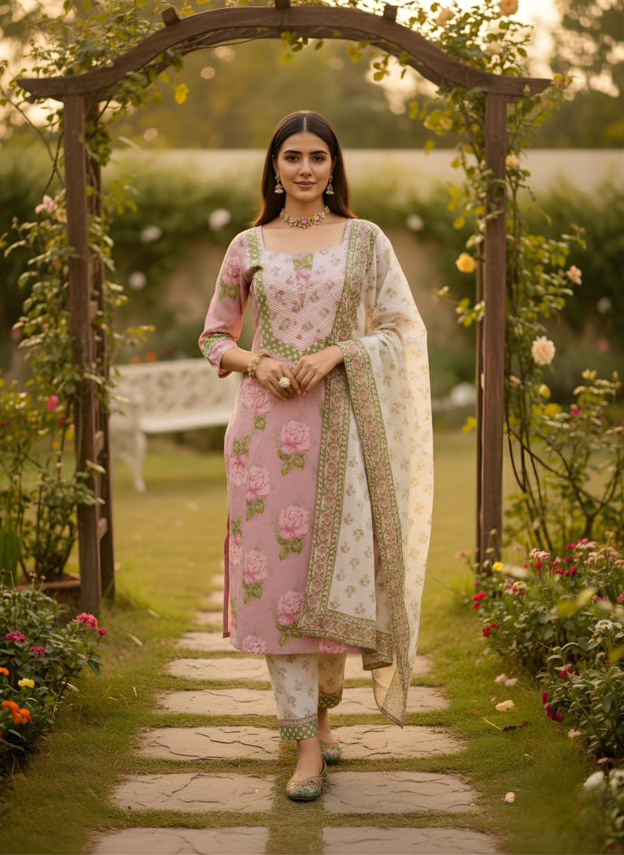 Aaronee pastel pink kurta set for women