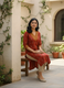 Rust Brown Handblock Print Pure Cotton Kurta Set with Beige Pants – Aaronee Ethnic Collection