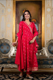 Wine Anarkali Kurta Set for Women with Dupatta - Elegant Ethnic Wear