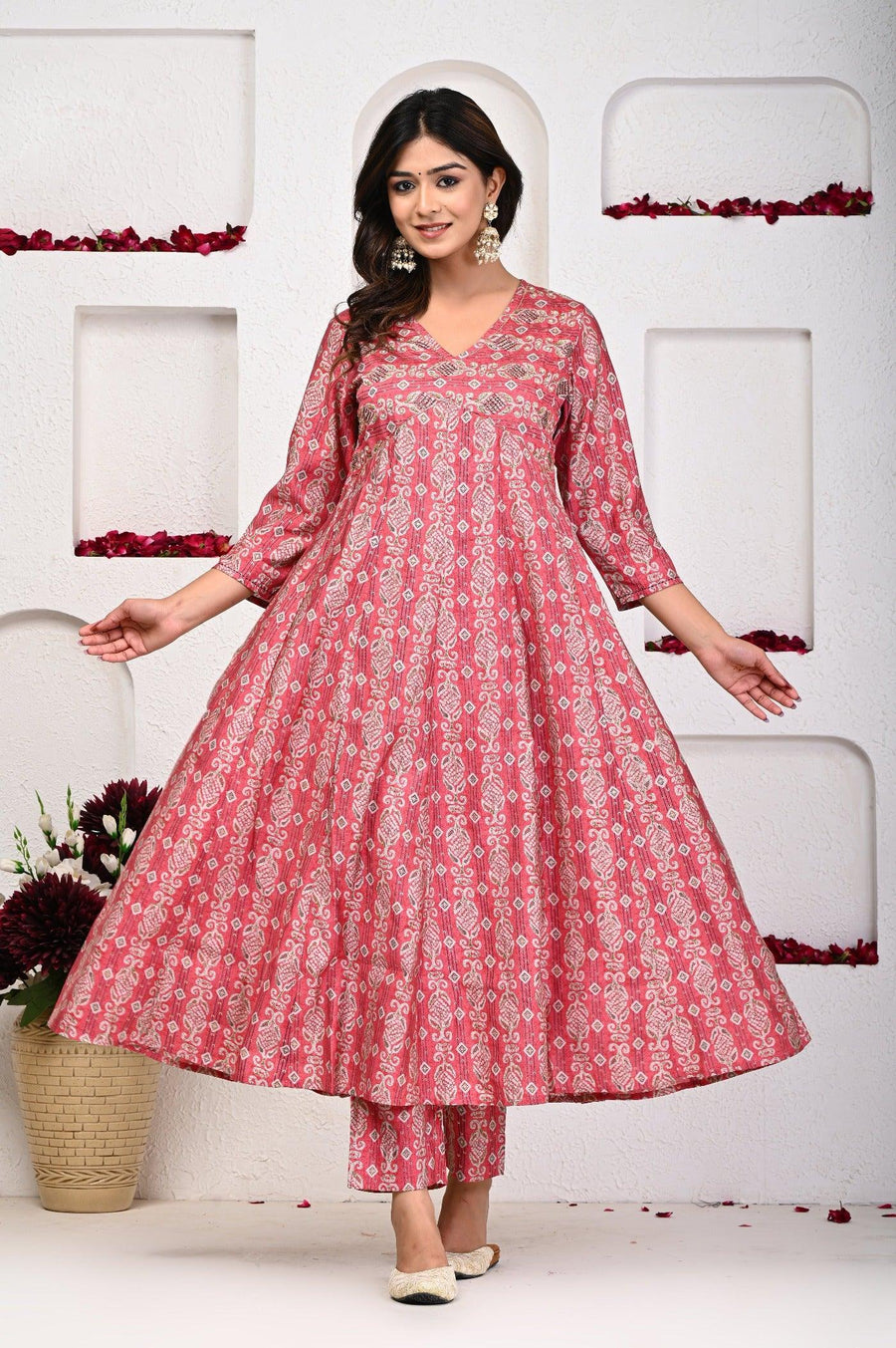 Print Alia Cut Anarkali Kurta Set for Women with Dupatta