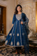 Azure Elegance Anarkali Kurta Set for Women With Orangeza Dupatta