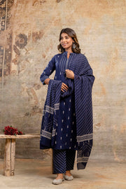 Blue Printed Ethnic Suit Set – Aaronee Brand Cotton Collection