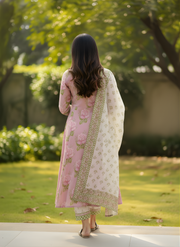 Blush pink printed kurta set Aaronee ethnic collection