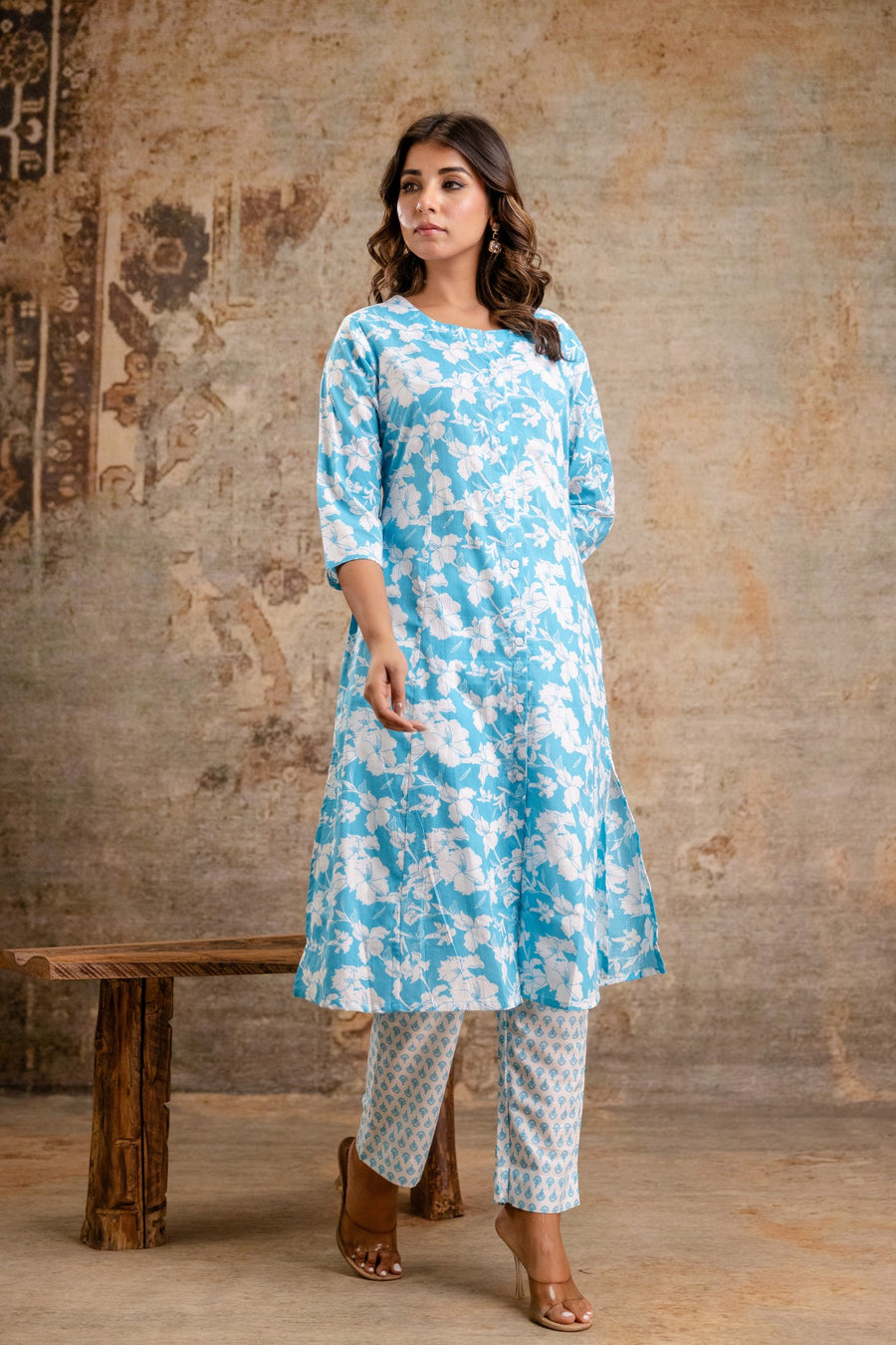 Casual floral print kurti pant set