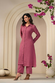 Chic Pink Cord Set for Women - Elegant Kurta Pant Ensemble