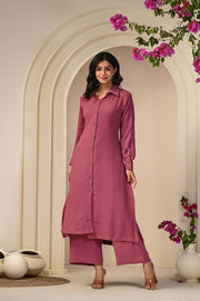 Chic Pink Cord Set for Women - Elegant Kurta Pant Ensemble