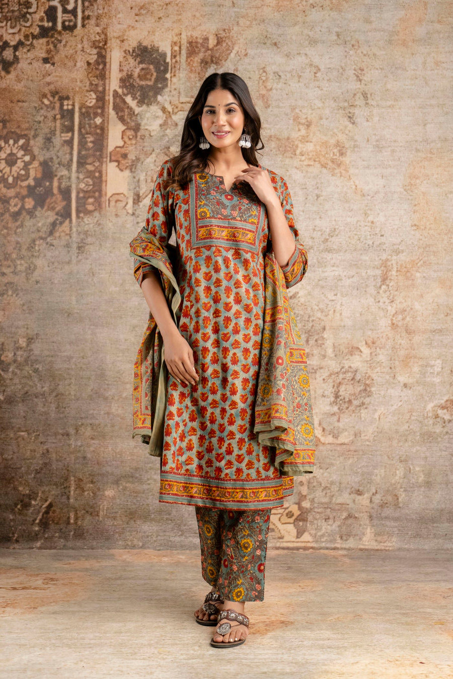 Close-up of folk-inspired cotton kurta